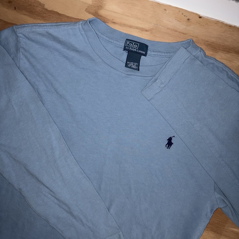 Polo Ralph Lauren Boys Youth Long Sleeve Tee Shirt Kids Medium 10-12‎ Blue
